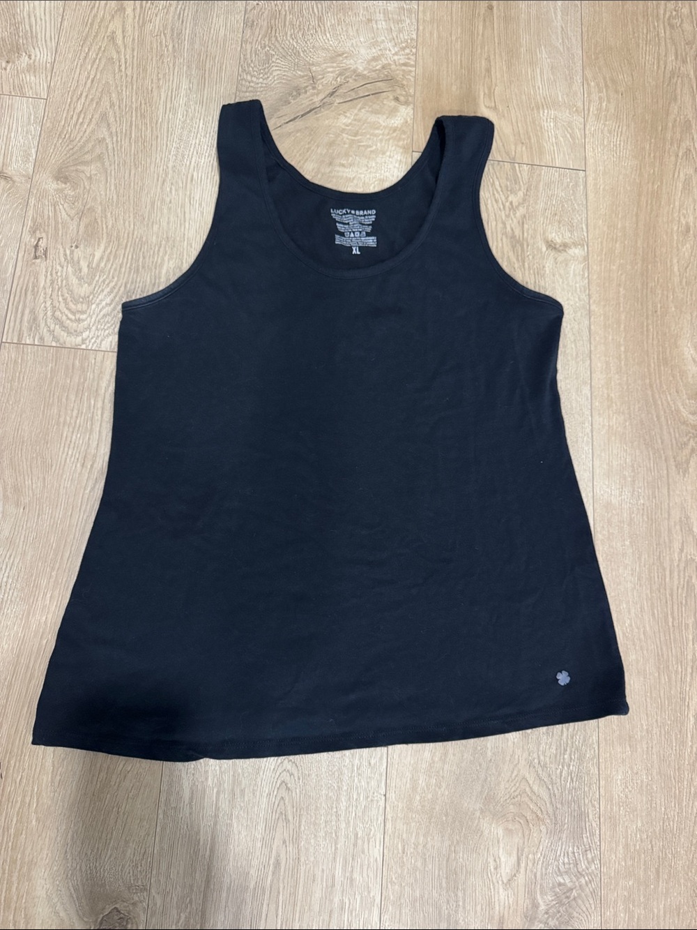 Lucky Brand Women's Cotton Black Scoop Neck Tank
